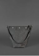 Фото Кожаная плетеная женская сумка Пазл M  угольно-черная